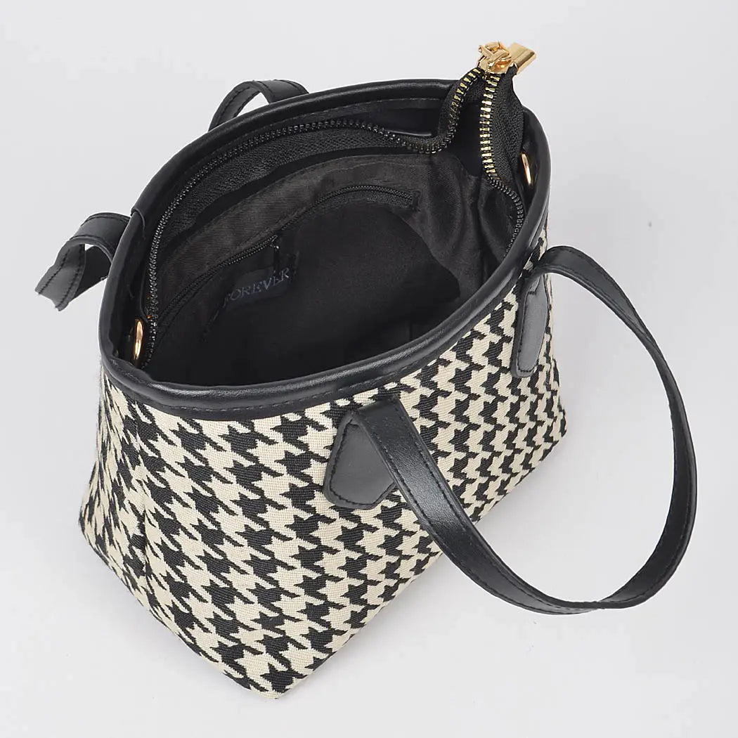 Bolso tote pequeño de tweed con diseño de pata de gallo