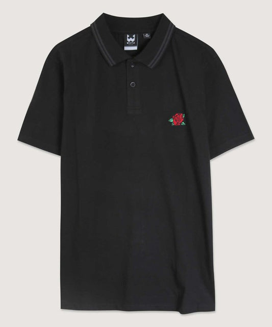 Polo con rosa bordada