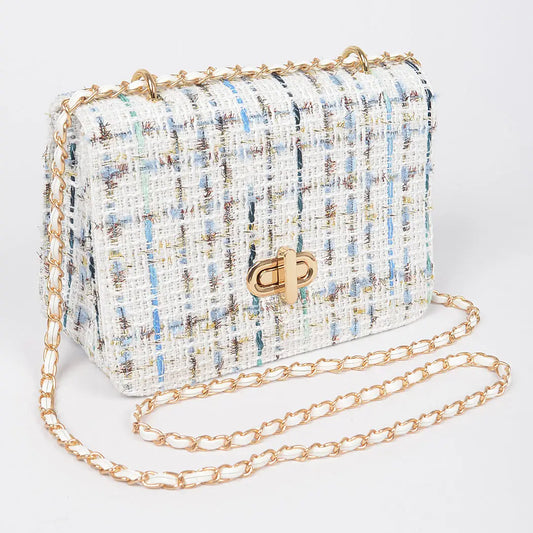 Bolso bandolera de tweed con solapa