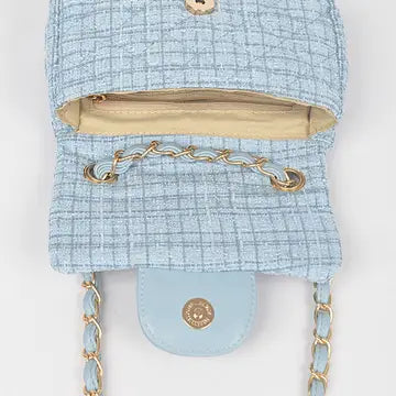 Bolso de hombro con solapa de tweed acolchado