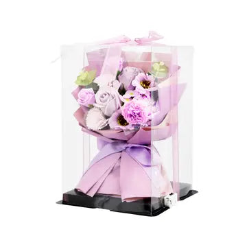 Caja de regalo con luz LED y ramo de rosas de jabón de 28 cm