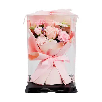 Caja de regalo con luz LED y ramo de rosas de jabón de 28 cm